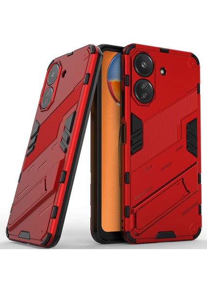 Xiaomi Redmi 13C /poco C65 Için Sert Pc Tpu Hibrit Düşme Önleyici Stand Telefon Kılıfı - Kırmızı (Yurt Dışından)