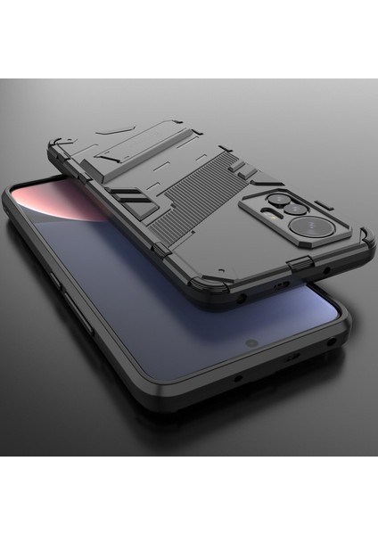 Xiaomi 12 Lite Için Sert Pc Tpu Hibrit Düşme Önleyici Stand Telefon Kılıfı - Siyah (Yurt Dışından)