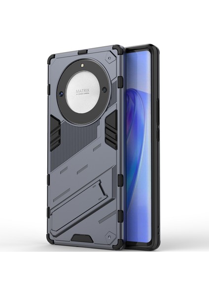 Honor X40 /honor X9A /magic5 Lite Için Sert Pc Tpu Hibrit Düşme Önleyici Stand Telefon Kılıfı - Gri (Yurt Dışından) modelleri
