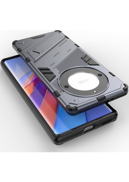 Honor X40 /honor X9A /magic5 Lite Için Sert Pc Tpu Hibrit Düşme Önleyici Stand Telefon Kılıfı - Gri (Yurt Dışından) indirimleri