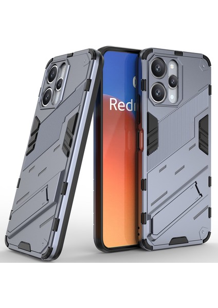 Xiaomi Redmi 12 /note 12R/POCO M6 Pro 5g Için Sert Pc Tpu Hibrit Düşme Önleyici Stand Telefon Kılıfı - Gri (Yurt Dışından)