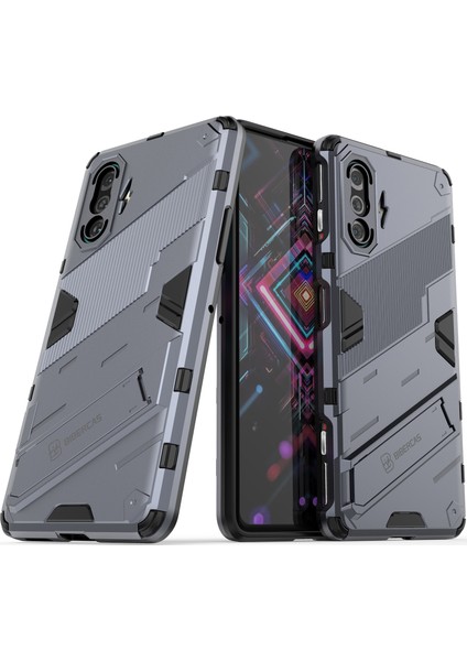 Xiaomi Poco F3 Gt /redmi K40 Gaming Için Sert Pc Tpu Hibrit Düşme Önleyici Stand Telefon Kılıfı - Gri (Yurt Dışından)