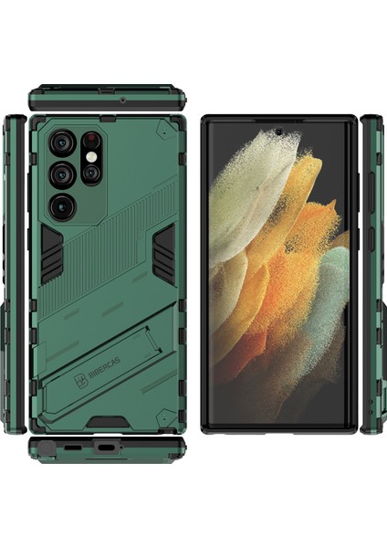 Samsung Galaxy S22 Ultra 5g Için Sert Pc Tpu Hibrit Düşme Önleyici Stand Telefon Kılıfı - Yeşil (Yurt Dışından) fiyatları
