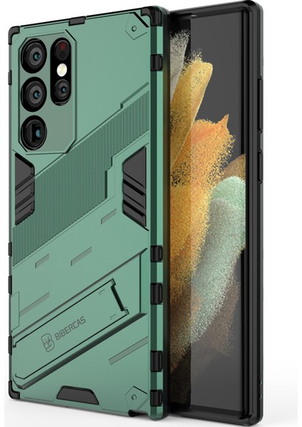 Samsung Galaxy S22 Ultra 5g Için Sert Pc Tpu Hibrit Düşme Önleyici Stand Telefon Kılıfı - Yeşil (Yurt Dışından) modelleri