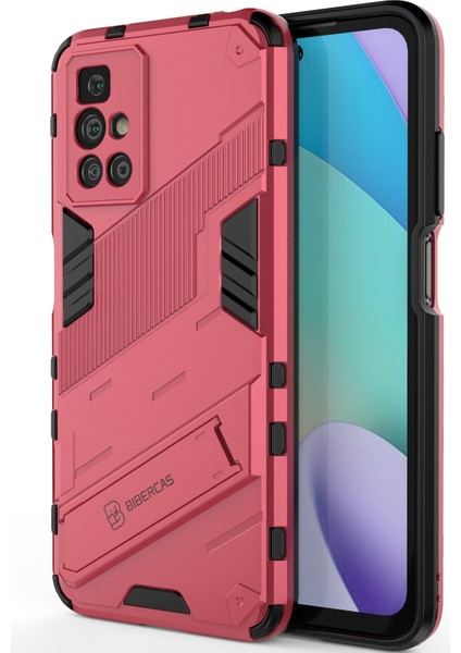 Xiaomi Redmi 10 Için Sert Pc Tpu Hibrit Düşme Önleyici Stand Telefon Kılıfı - Sıcak Pembe (Yurt Dışından)