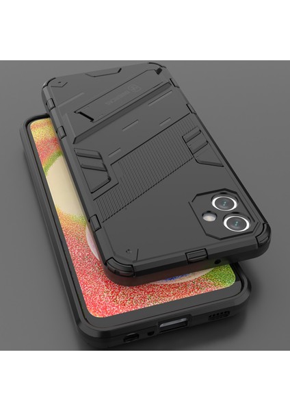 Samsung Galaxy A04E Için Sert Pc Tpu Hibrit Düşme Önleyici Stand Telefon Kılıfı - Siyah (Yurt Dışından)