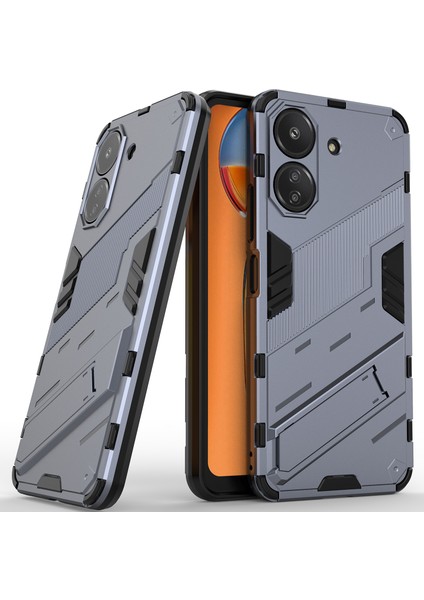 Xiaomi Redmi 13C /poco C65 Için Sert Pc Tpu Hibrit Düşme Önleyici Stand Telefon Kılıfı - Gri (Yurt Dışından)