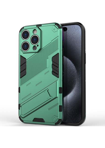 iPhone 15 Pro Için Sert Pc Tpu Hibrit Düşme Önleyici Stand Telefon Kılıfı - Yeşil (Yurt Dışından)