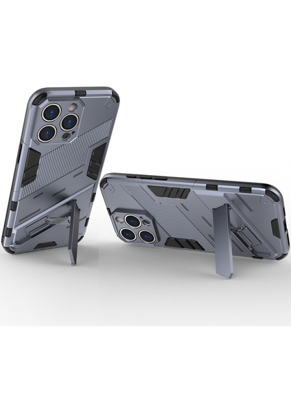 iPhone 15 Pro Için Sert Pc Tpu Hibrit Düşme Önleyici Stand Telefon Kılıfı - Gri (Yurt Dışından) fırsatları
