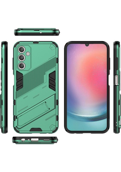Samsung Galaxy A25 Için Sert Pc Tpu Hibrit Düşme Önleyici Stand Telefon Kılıfı - Yeşil (Yurt Dışından)