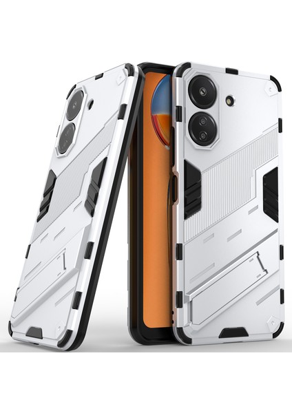 Xiaomi Redmi 13C /poco C65 Için Sert Pc Tpu Hibrit Düşme Önleyici Stand Telefon Kılıfı - Beyaz (Yurt Dışından)