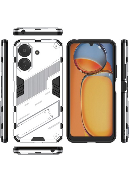 Xiaomi Redmi 13C /poco C65 Için Sert Pc Tpu Hibrit Düşme Önleyici Stand Telefon Kılıfı - Beyaz (Yurt Dışından)
