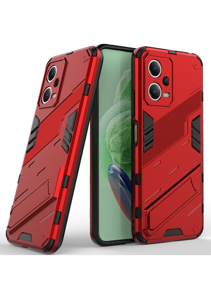 Xiaomi Poco X5 /redmi Note 12 5g Için Sert Pc Tpu Hibrit Düşme Önleyici Stand Telefon Kılıfı - Kırmızı (Yurt Dışından)