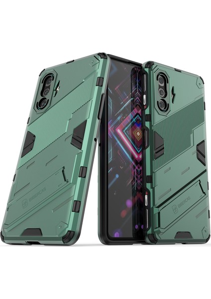 Xiaomi Poco F3 Gt /redmi K40 Gaming Için Sert Pc Tpu Hibrit Düşme Önleyici Stand Telefon Kılıfı - Yeşil (Yurt Dışından)