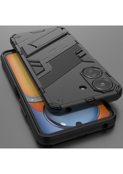 Xiaomi Redmi 13C /poco C65 Için Sert Pc Tpu Hibrit Düşme Önleyici Stand Telefon Kılıfı - Siyah (Yurt Dışından)