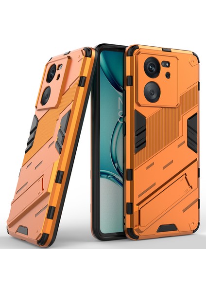 Xiaomi 13T/13T Pro/redmi K60 Ultra Için Sert Pc Tpu Hibrit Düşme Önleyici Stand Telefon Kılıfı - Turuncu (Yurt Dışından)