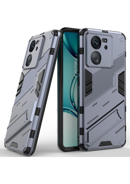 Xiaomi 13T/13T Pro/redmi K60 Ultra Için Sert Pc Tpu Hibrit Düşme Önleyici Stand Telefon Kılıfı - Gri (Yurt Dışından)