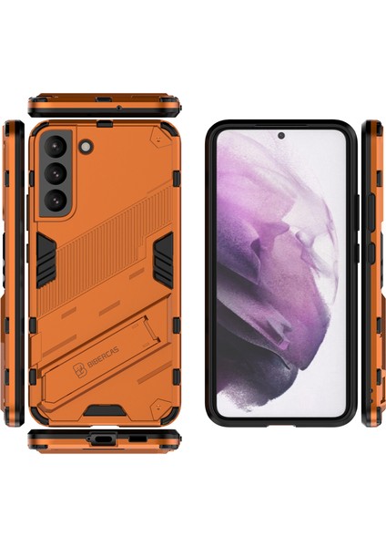 Samsung Galaxy S22+ 5g Için Sert Pc Tpu Hibrit Düşme Önleyici Stand Telefon Kılıfı - Turuncu (Yurt Dışından)