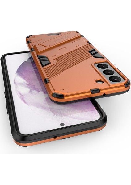 Samsung Galaxy S22+ 5g Için Sert Pc Tpu Hibrit Düşme Önleyici Stand Telefon Kılıfı - Turuncu (Yurt Dışından)