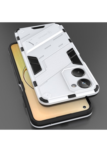 Realme 10 4g Için Sert Pc Tpu Hibrit Düşme Önleyici Stand Telefon Kılıfı - Beyaz (Yurt Dışından) indirimleri