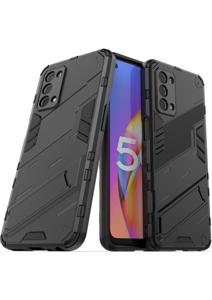 Oppo A54 5G/A74 5G/A93 5g/oneplus Nord N200 Için Sert Pc Tpu Hibrit Düşme Önleyici Stand Telefon Kılıfı - Siyah (Yurt Dışından)