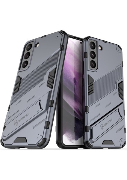 Samsung Galaxy S22+ 5g Için Sert Pc Tpu Hibrit Düşme Önleyici Stand Telefon Kılıfı - Gri (Yurt Dışından)