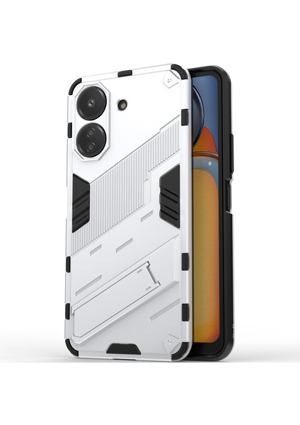 Xiaomi Redmi 13C /poco C65 Için Sert Pc Tpu Hibrit Düşme Önleyici Stand Telefon Kılıfı - Beyaz (Yurt Dışından)
