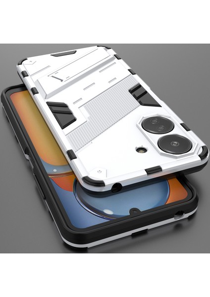 Xiaomi Redmi 13C /poco C65 Için Sert Pc Tpu Hibrit Düşme Önleyici Stand Telefon Kılıfı - Beyaz (Yurt Dışından)