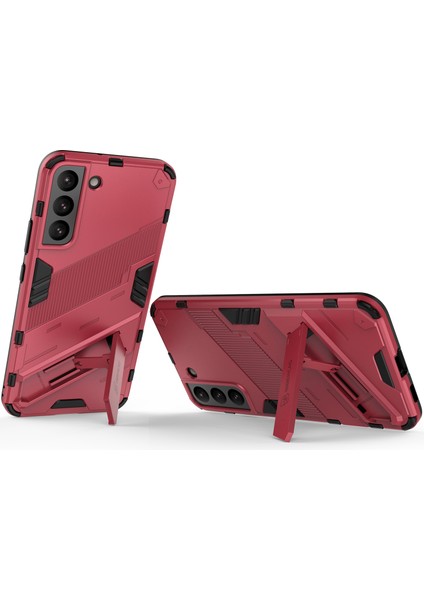 Samsung Galaxy S22+ 5g Için Sert Pc Tpu Hibrit Düşme Önleyici Stand Telefon Kılıfı - Sıcak Pembe (Yurt Dışından)