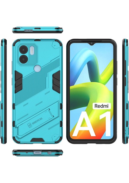 Xiaomi Poco C50/REDMI A1+/redmi A2+ Için Sert Pc Tpu Hibrit Düşme Önleyici Stand Telefon Kılıfı - Mavi (Yurt Dışından)