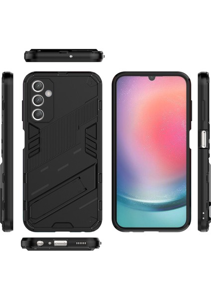 Samsung Galaxy A25 Için Sert Pc Tpu Hibrit Düşme Önleyici Stand Telefon Kılıfı - Siyah (Yurt Dışından)