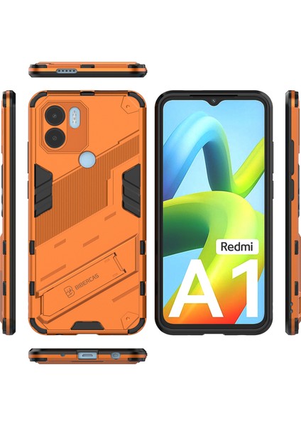 Xiaomi Poco C50/REDMI A1+/redmi A2+ Için Sert Pc Tpu Hibrit Düşme Önleyici Stand Telefon Kılıfı - Turuncu (Yurt Dışından)