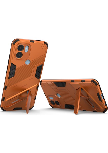 Xiaomi Poco C50/REDMI A1+/redmi A2+ Için Sert Pc Tpu Hibrit Düşme Önleyici Stand Telefon Kılıfı - Turuncu (Yurt Dışından)