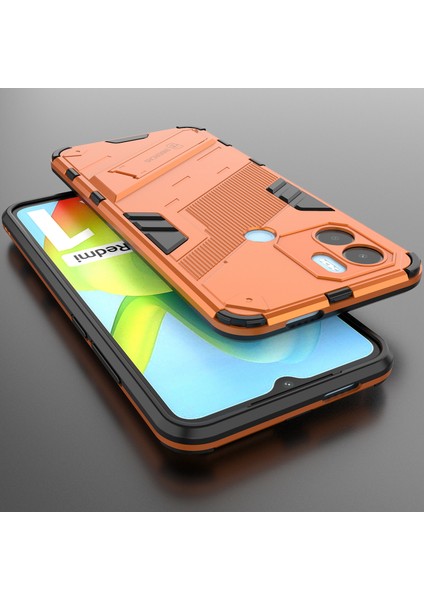 Xiaomi Poco C50/REDMI A1+/redmi A2+ Için Sert Pc Tpu Hibrit Düşme Önleyici Stand Telefon Kılıfı - Turuncu (Yurt Dışından)