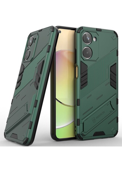 Realme 10 4g Için Sert Pc Tpu Hibrit Düşme Önleyici Stand Telefon Kılıfı - Yeşil (Yurt Dışından)