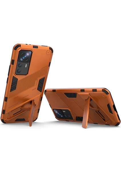 Xiaomi 12T/12T Pro/redmi K50 Ultra Için Sert Pc Tpu Hibrit Düşme Önleyici Stand Telefon Kılıfı - Turuncu (Yurt Dışından) fırsatları