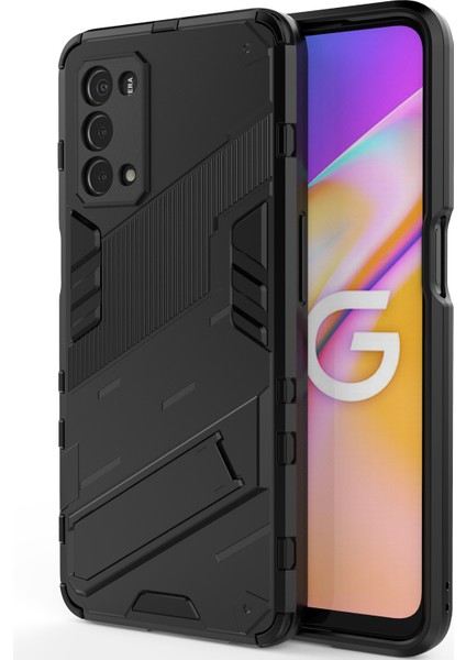 Oppo A54 5G/A74 5G/A93 5g/oneplus Nord N200 Için Sert Pc Tpu Hibrit Düşme Önleyici Stand Telefon Kılıfı - Siyah (Yurt Dışından) modelleri