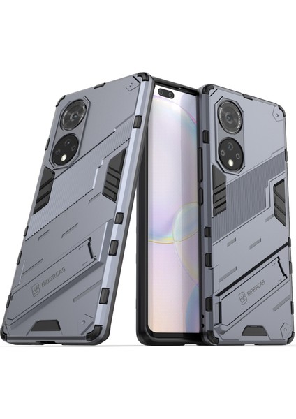 Huawei Nova 9 Pro /honor 50 Pro Için Sert Pc Tpu Hibrit Düşme Önleyici Stand Telefon Kılıfı - Gri (Yurt Dışından)