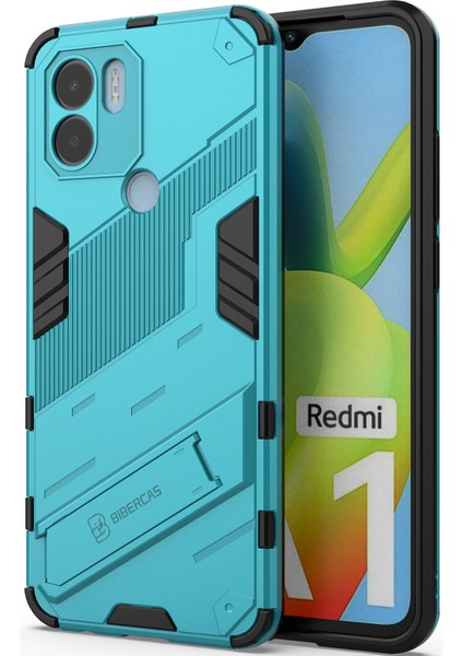Xiaomi Poco C50/REDMI A1+/redmi A2+ Için Sert Pc Tpu Hibrit Düşme Önleyici Stand Telefon Kılıfı - Mavi (Yurt Dışından)