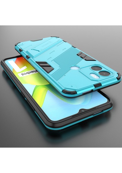 Xiaomi Poco C50/REDMI A1+/redmi A2+ Için Sert Pc Tpu Hibrit Düşme Önleyici Stand Telefon Kılıfı - Mavi (Yurt Dışından)