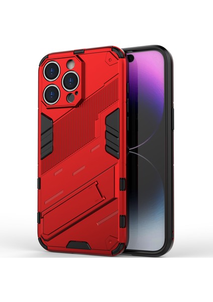 iPhone 14 Pro Max Için Sert Pc Tpu Hibrit Düşme Önleyici Stand Telefon Kılıfı - Kırmızı (Yurt Dışından) indirimleri