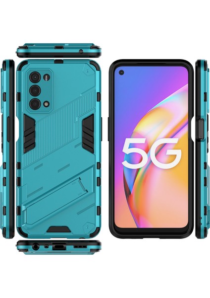 Oppo A54 5G/A74 5G/A93 5g/oneplus Nord N200 Için Sert Pc Tpu Hibrit Düşme Önleyici Stand Telefon Kılıfı - Mavi (Yurt Dışından)