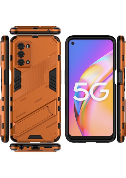 Oppo A54 5G/A74 5G/A93 5g/oneplus Nord N200 Için Sert Pc Tpu Hibrit Düşme Önleyici Stand Telefon Kılıfı - Turuncu (Yurt Dışından)