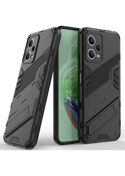 Xiaomi Poco X5 /redmi Note 12 5g Için Sert Pc Tpu Hibrit Düşme Önleyici Stand Telefon Kılıfı - Siyah (Yurt Dışından)