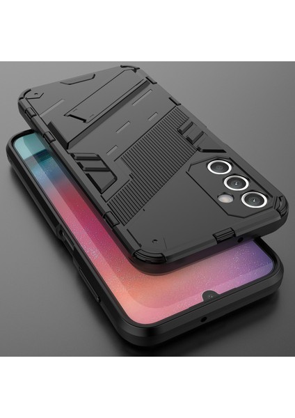 Samsung Galaxy A25 Için Sert Pc Tpu Hibrit Düşme Önleyici Stand Telefon Kılıfı - Siyah (Yurt Dışından)