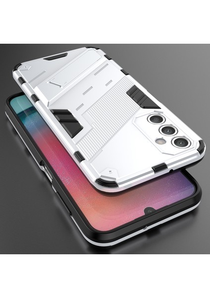Samsung Galaxy A25 Için Sert Pc Tpu Hibrit Düşme Önleyici Stand Telefon Kılıfı - Beyaz (Yurt Dışından)