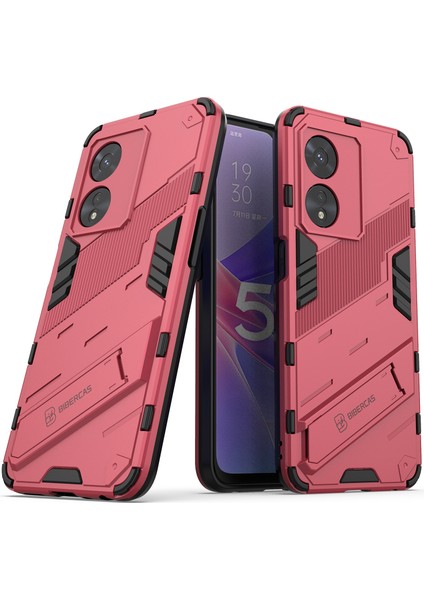 Oppo A97 5g Için Sert Pc Tpu Hibrit Düşme Önleyici Stand Telefon Kılıfı - Sıcak Pembe (Yurt Dışından)