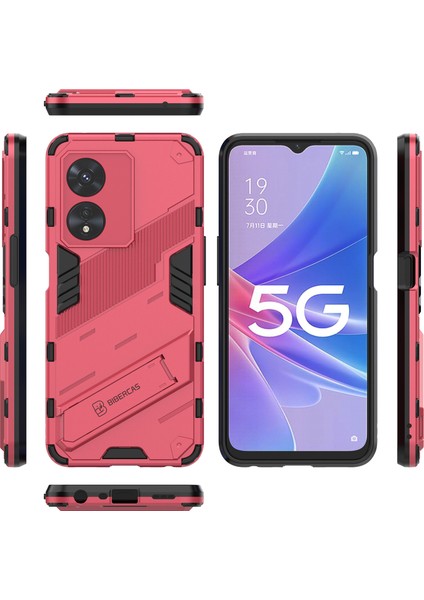 Oppo A97 5g Için Sert Pc Tpu Hibrit Düşme Önleyici Stand Telefon Kılıfı - Sıcak Pembe (Yurt Dışından) fiyatları