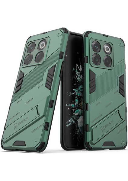 Oneplus 10T Için Sert Pc Tpu Hibrit Düşme Önleyici Stand Telefon Kılıfı - Yeşil (Yurt Dışından)
