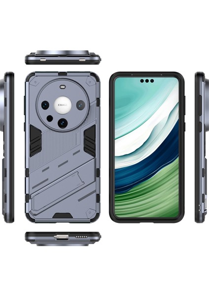 Huawei Mate 60 Pro/mate 60 Pro+ Için Sert Pc Tpu Hibrit Düşme Önleyici Stand Telefon Kılıfı - Gri (Yurt Dışından)